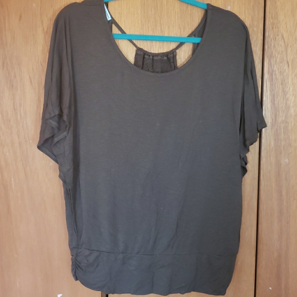 Olive green flowy shirt